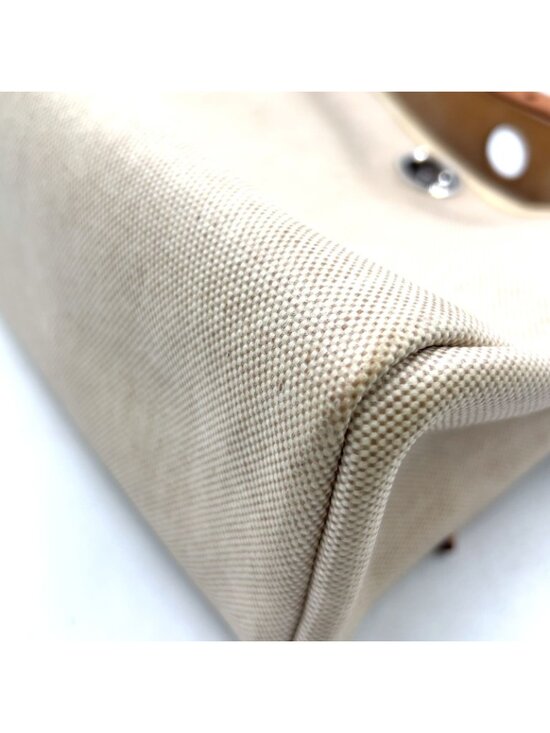 Hermes Herbag a Dos Handbag Leather Canvas Beige Light Brown Backpack Silver main image 11